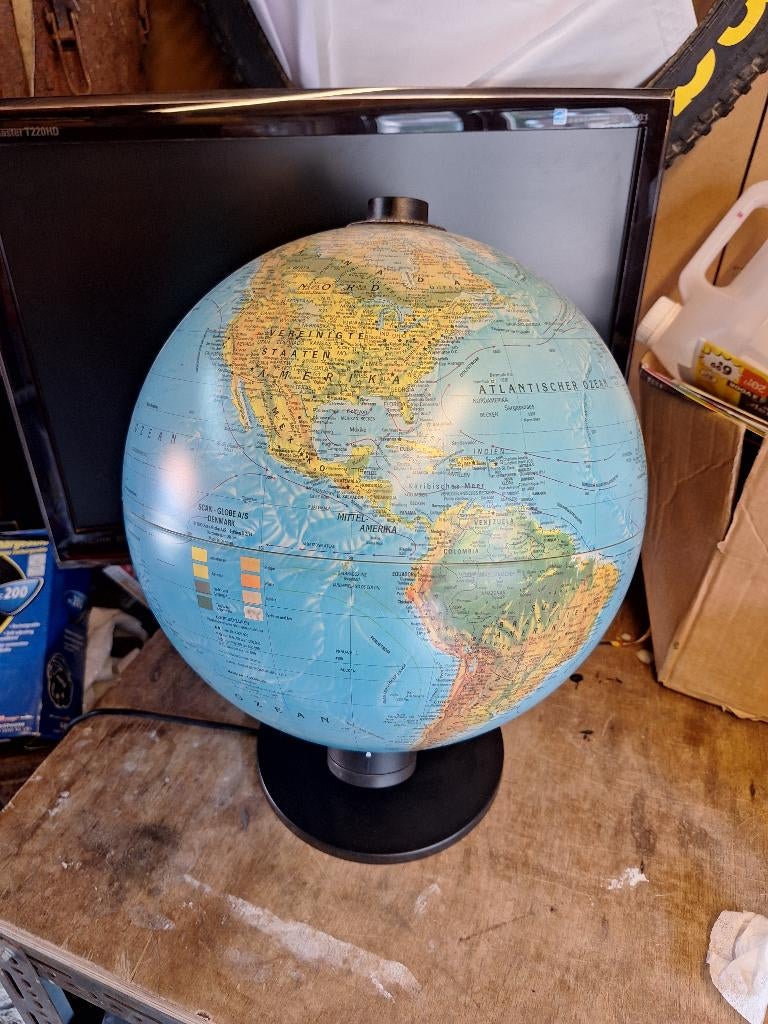 Vintage Scan Globe Denmark wereldbol globe met licht 1993, Ophalen of Verzenden, Gebruikt