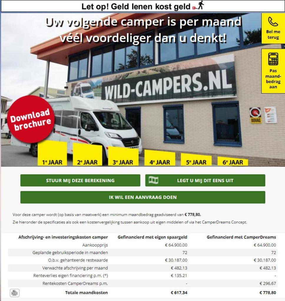 Uw camper laten financieren? Kom langs bij Wild-Campers, Caravans en Kamperen, Bedrijf