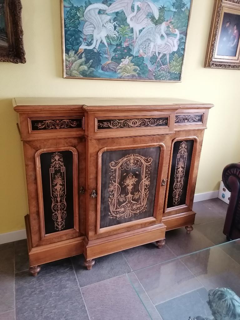 Marqueterie meubel Napoleon III 3 deurs 3 laden, Antiek en Kunst, Antiek | Meubels | Kasten, Ophalen