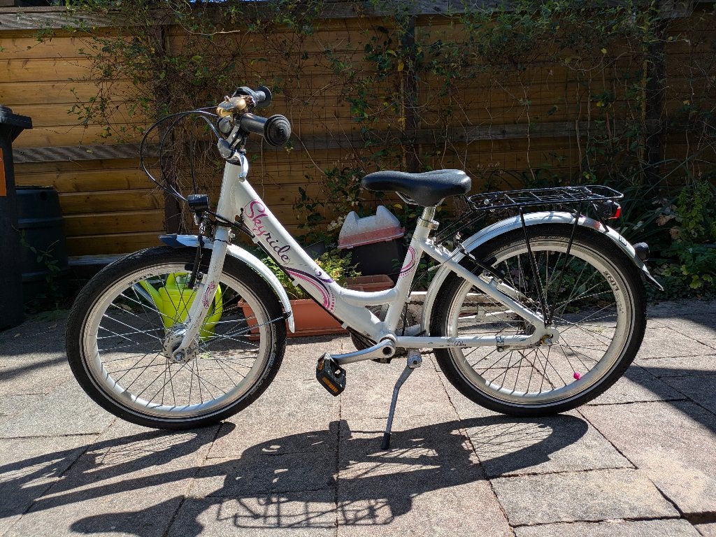 Meisjesfiets, Terugtraprem, Gebruikt, Versnellingen, 20 inch