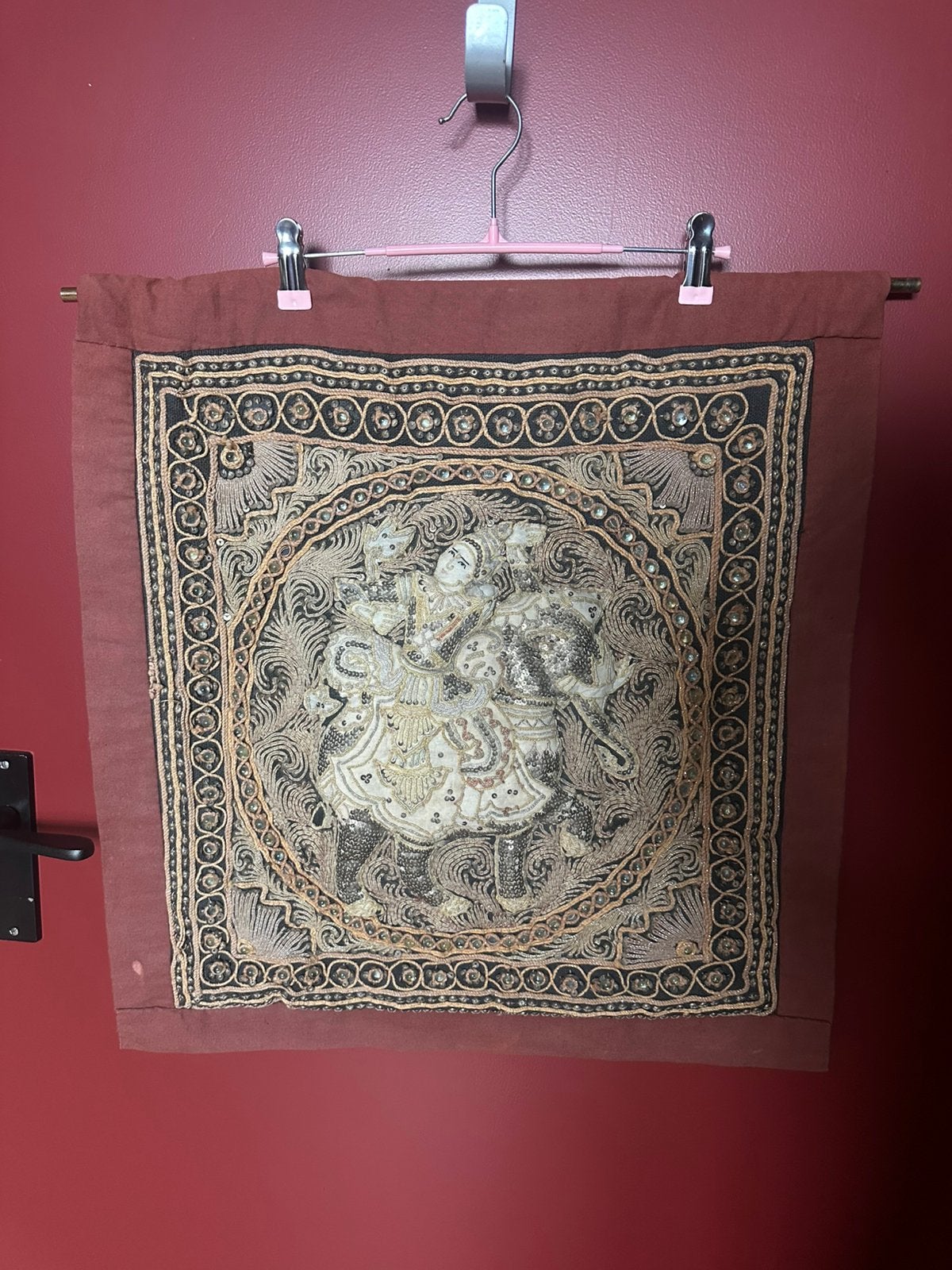 Vintage Kalaga Wandkleed – Handgemaakt met Olifant, Ophalen of Verzenden, Gebruikt