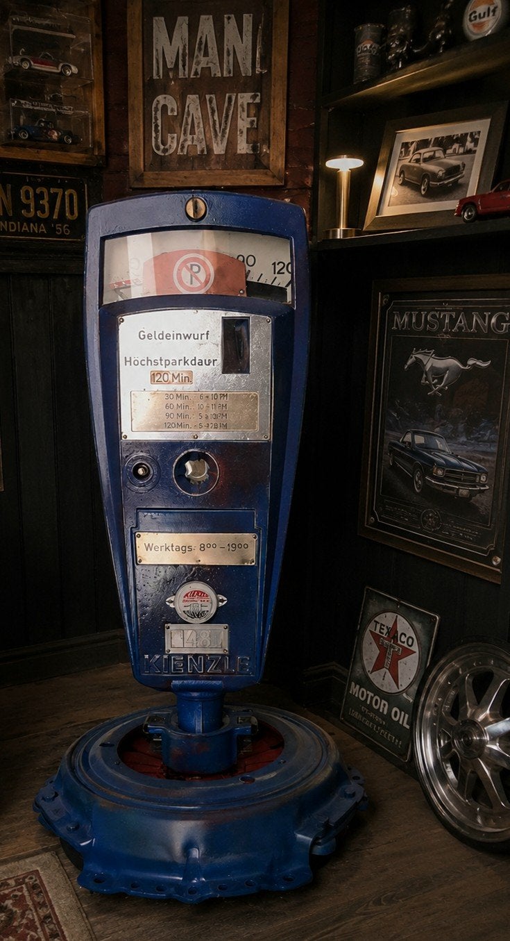 Vintage Kienzle Parkeermeter op Koppeling Drukgroep, Ophalen