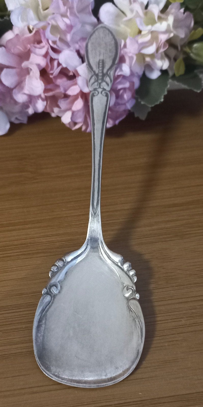 Mooie brocante verzilverde suikerlepel, gemerkt, Deens, Ophalen of Verzenden