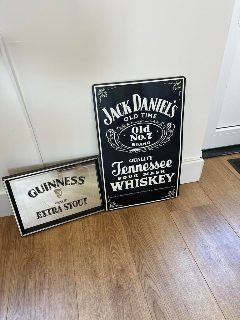 Guinness en Jack Daniel's decoratieve borden, Vintage, Ophalen of Verzenden, Metaal, Gebruikt
