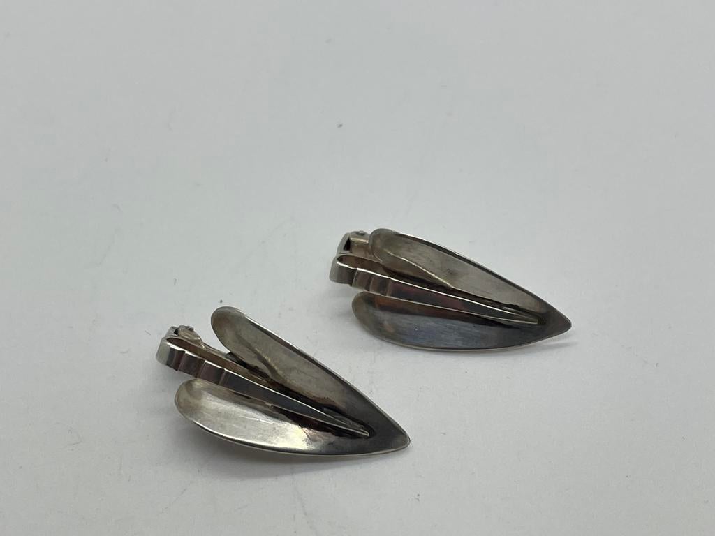 D873 Prachtige zilveren Scandinavische clip oorbellen, Sieraden, Tassen en Uiterlijk, Oorbellen, Ophalen of Verzenden, Zo goed als nieuw