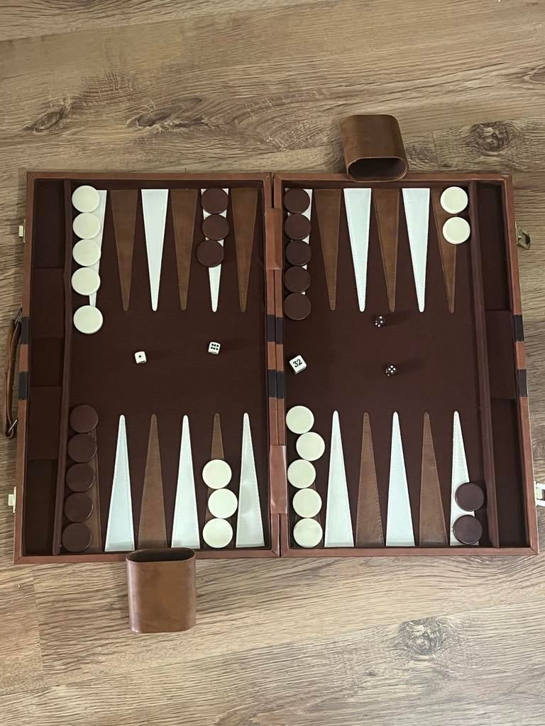 Luxe Backgammon Set - Bruin, Een of twee spelers, Ophalen of Verzenden, Gebruikt