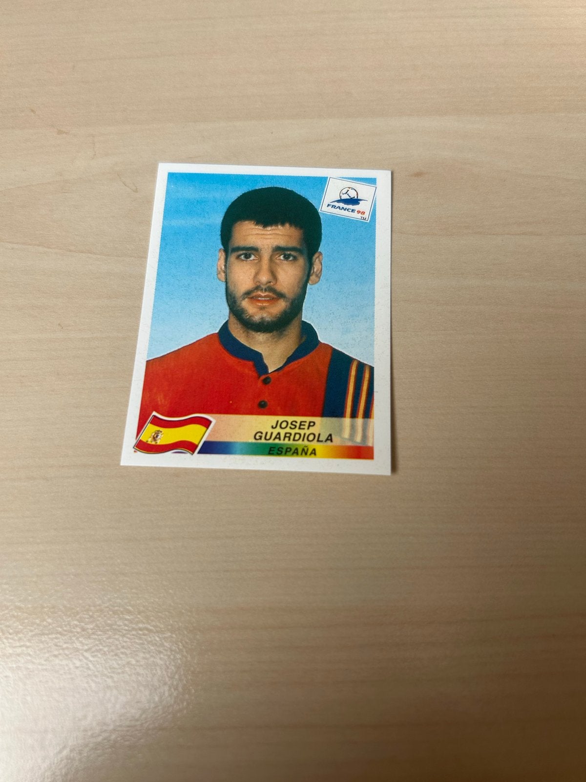 Panini France 98 Sticker Josep Guardiola Spanje, Ophalen of Verzenden, Zo goed als nieuw, Sticker