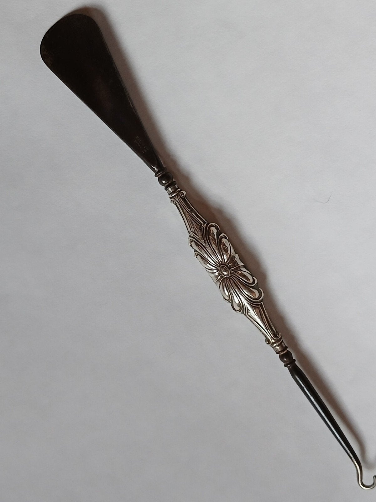 antiek oud zilver schoenlepel en veterhaak corsethaak engels, Antiek en Kunst, Ophalen, Zilver
