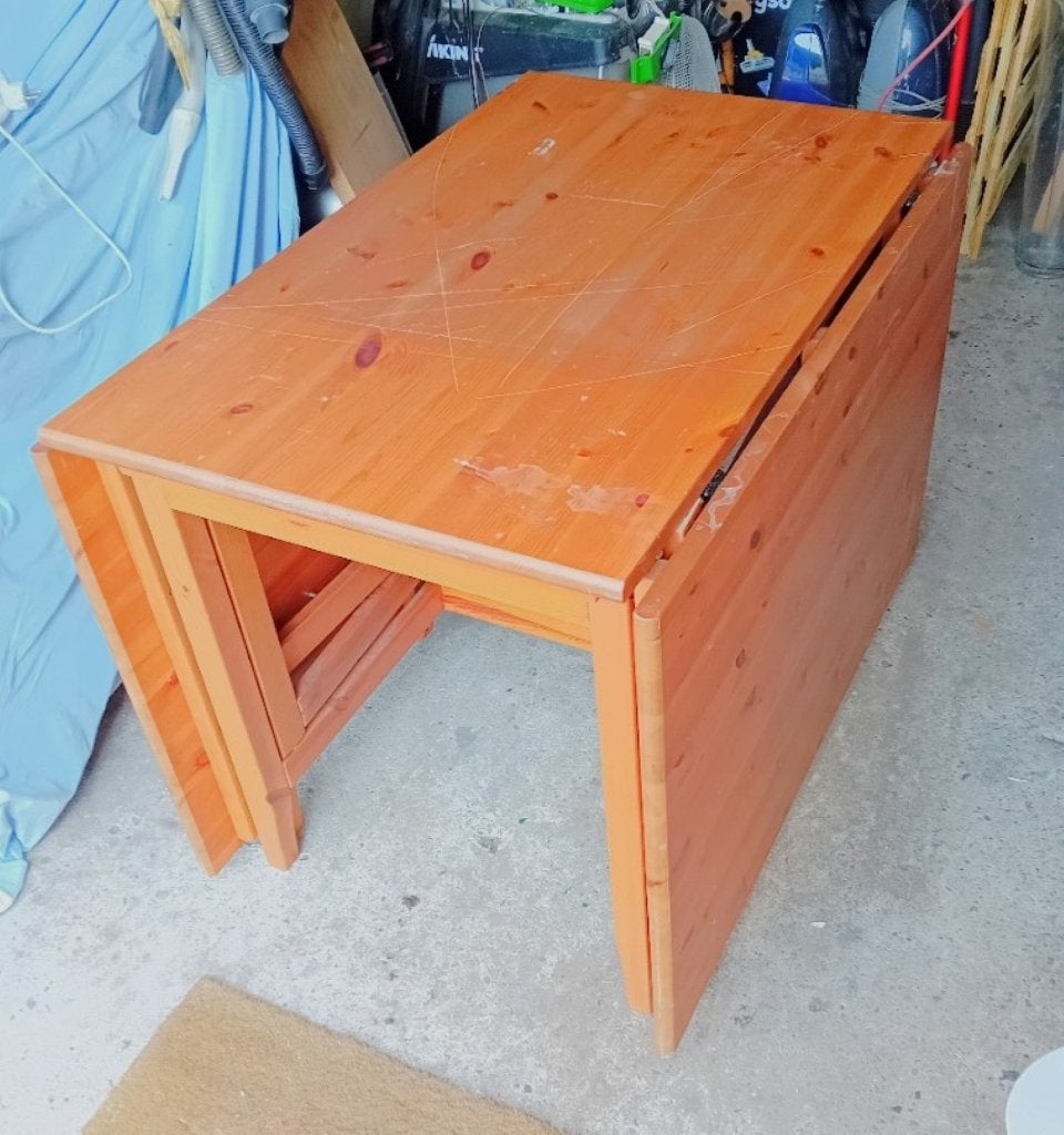 Inklapbare eettafel, Huis en Inrichting, Tafels | Eettafels, Ophalen, Gebruikt, 100 tot 150 cm, 50 tot 100 cm