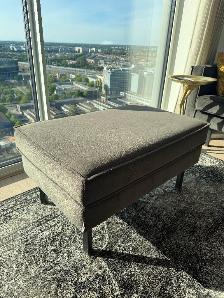 BePureHome Rodeo hocker velvet antraciet grijs, Ophalen, Zo goed als nieuw, Stof, BePureHome, Rodeo, hocker, velvet, antraciet, grijs, japandi