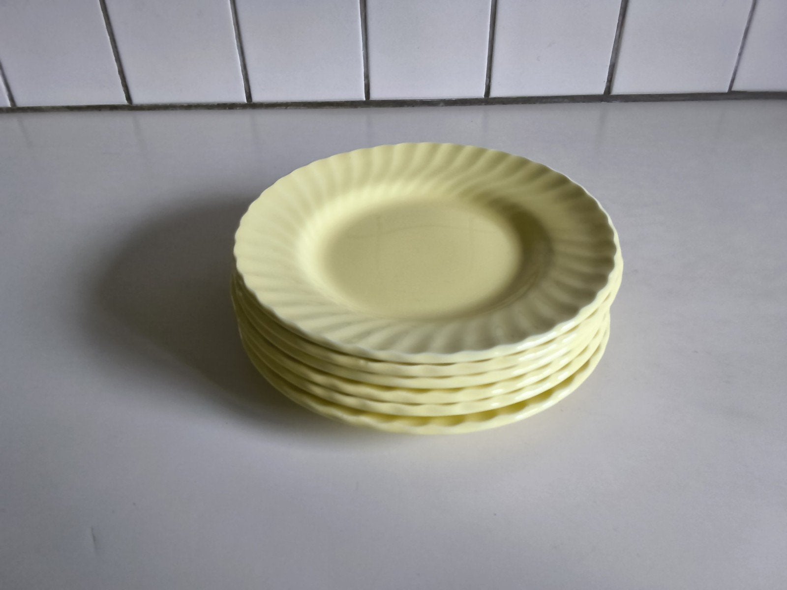 6 engelse taart/ gebakbordjes Royal Grindley of stoke SWIRL, Ophalen of Verzenden, Porselein, Overige stijlen