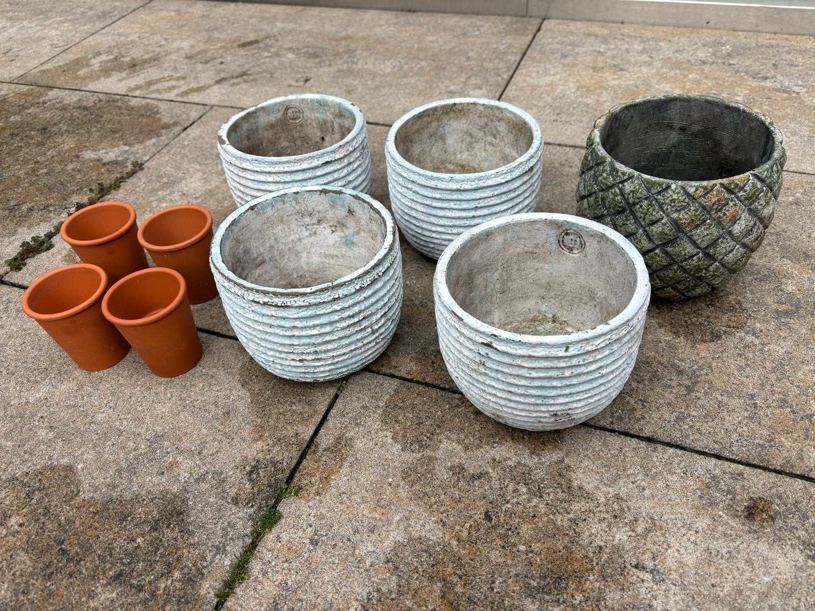 Diverse bloempotten en terracotta potjes, Gebruikt, Rond, Binnen, Minder dan 40 cm