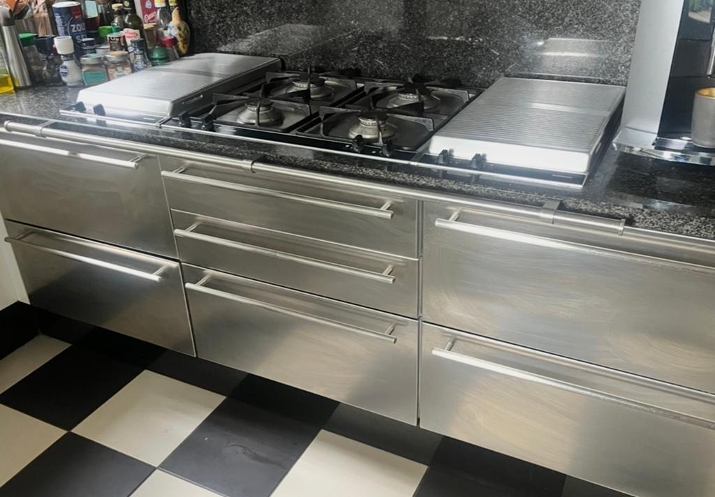 Gaggenau op Siematic keuken met RVS frontjes, Ophalen, 60 cm of meer, Zo goed als nieuw, Gas