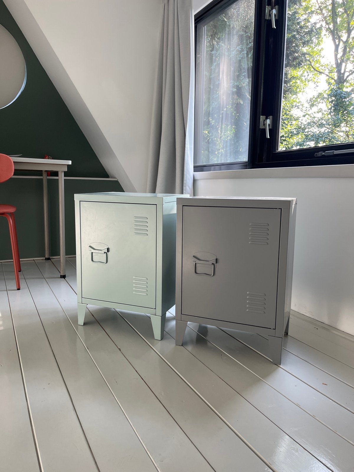 Set van 2 metalen IKEA lockers - grijs en lichtblauw, Huis en Inrichting, Ophalen, Zo goed als nieuw
