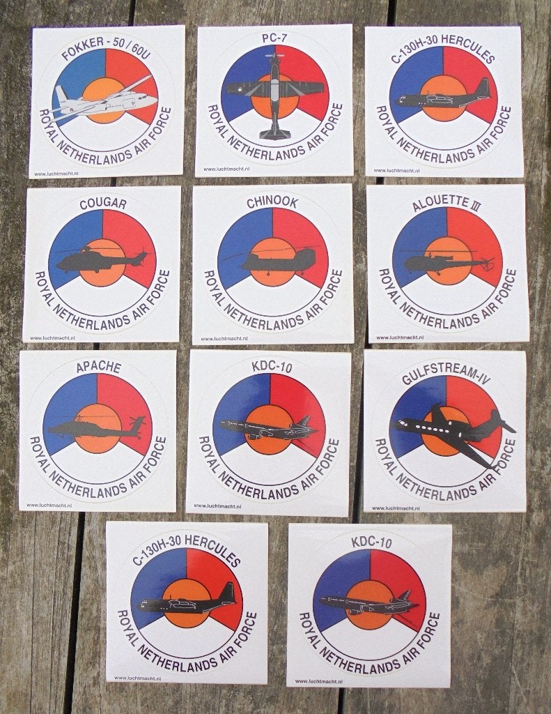 11 Militaire Stickers Koninklijke Luchtmacht Vliegtuigen, Verzamelen, Militaria | Algemeen, Ophalen of Verzenden, Luchtmacht, Nederland