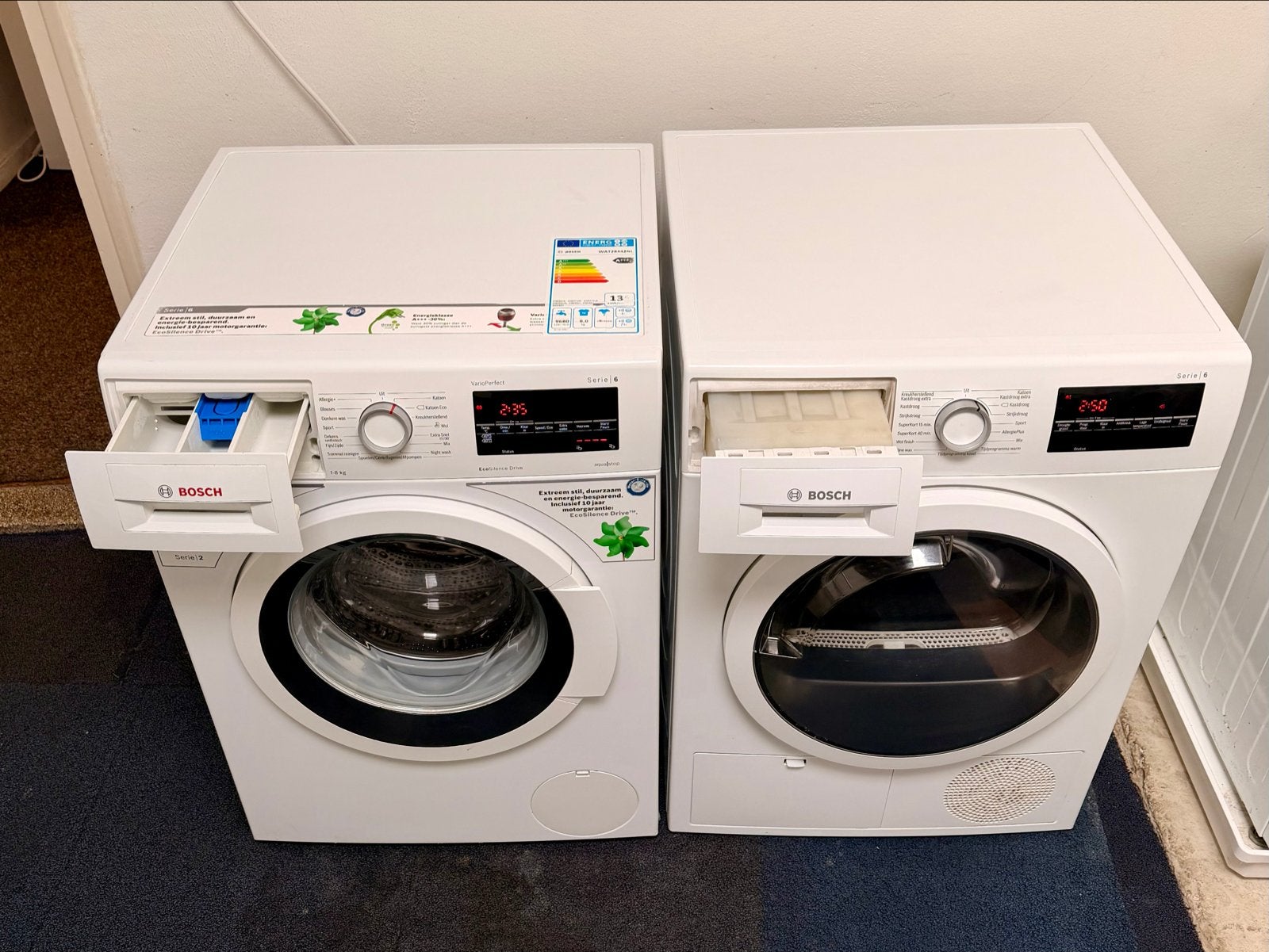 Set Bosch Serie 6 Wasmachine & Bosch Serie 6 Condens Droger, Bosch, Www.bosch.com, 8 tot 10 kg, Germany