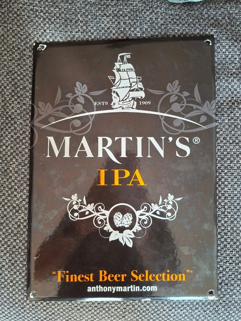 Martin's bier IPA emaille bord, Ophalen of Verzenden, Gebruikt, Reclamebord, Plaat of Schild, Overige merken