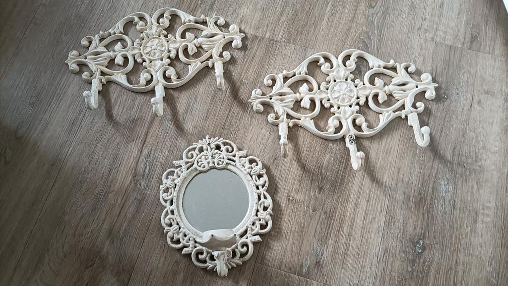Gietijzeren Barok-stijl wandhanger en spiegel, Ophalen, Rechthoekig, Minder dan 50 cm, Minder dan 100 cm