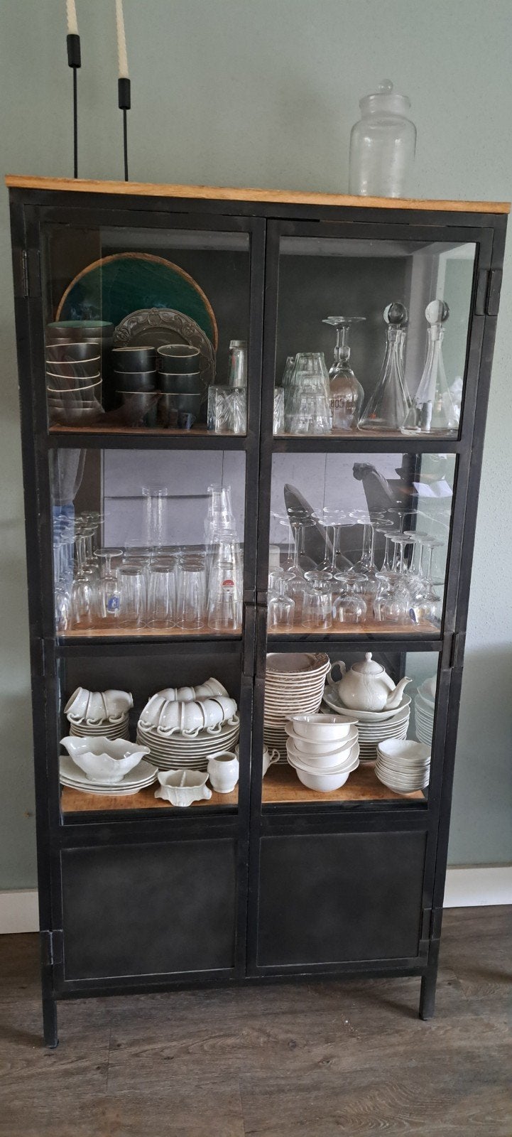 Industriële metalen kast met mango houten planken, 50 tot 100 cm, 25 tot 50 cm, Ophalen, Overige houtsoorten