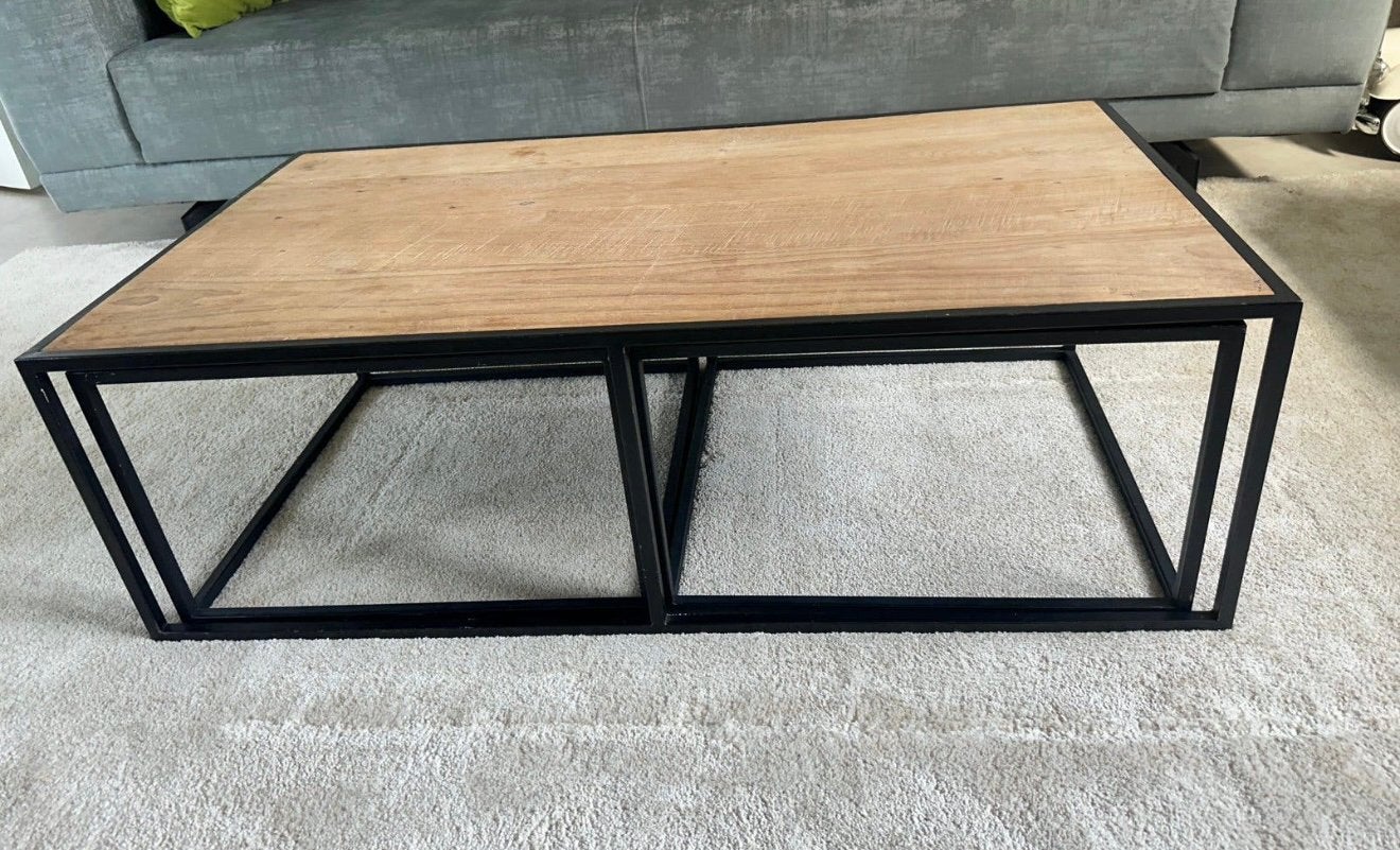 Houten salontafel uitschuifbaar, 100 tot 150 cm, Zo goed als nieuw, Rechthoekig, 50 tot 100 cm