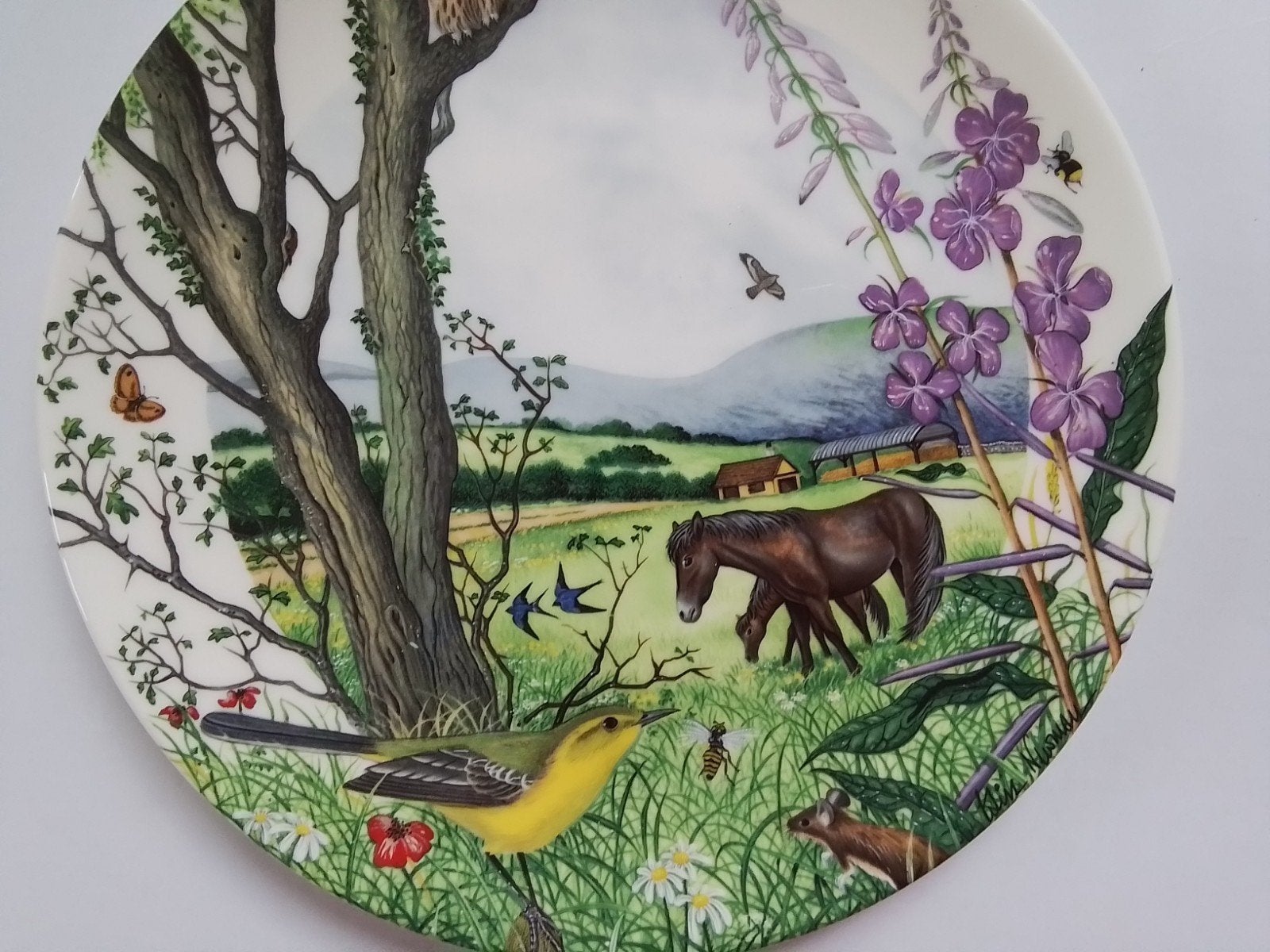 Decoratief wandbord met natuurtafereel, 21,5cmdiameter, Antiek en Kunst, Ophalen of Verzenden