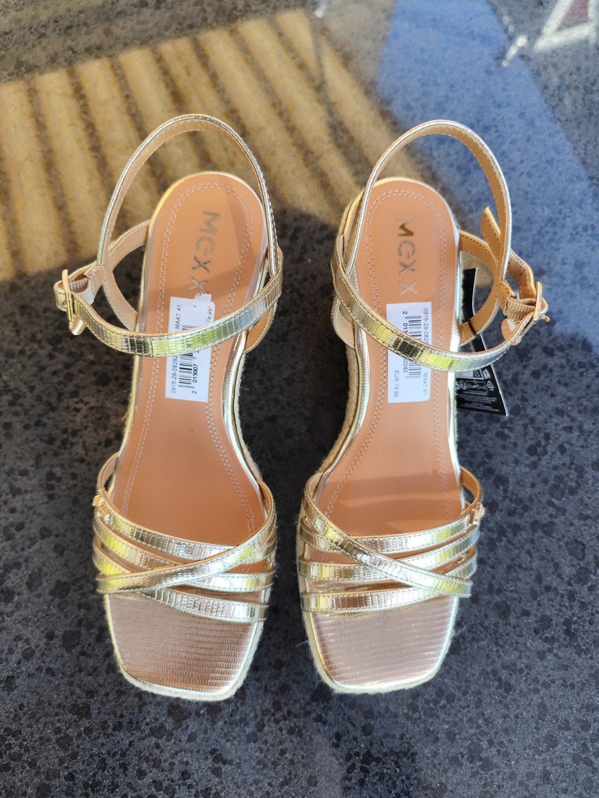 Nieuwe MGXX gouden sleehak sandalen - Maat 41, Ophalen of Verzenden