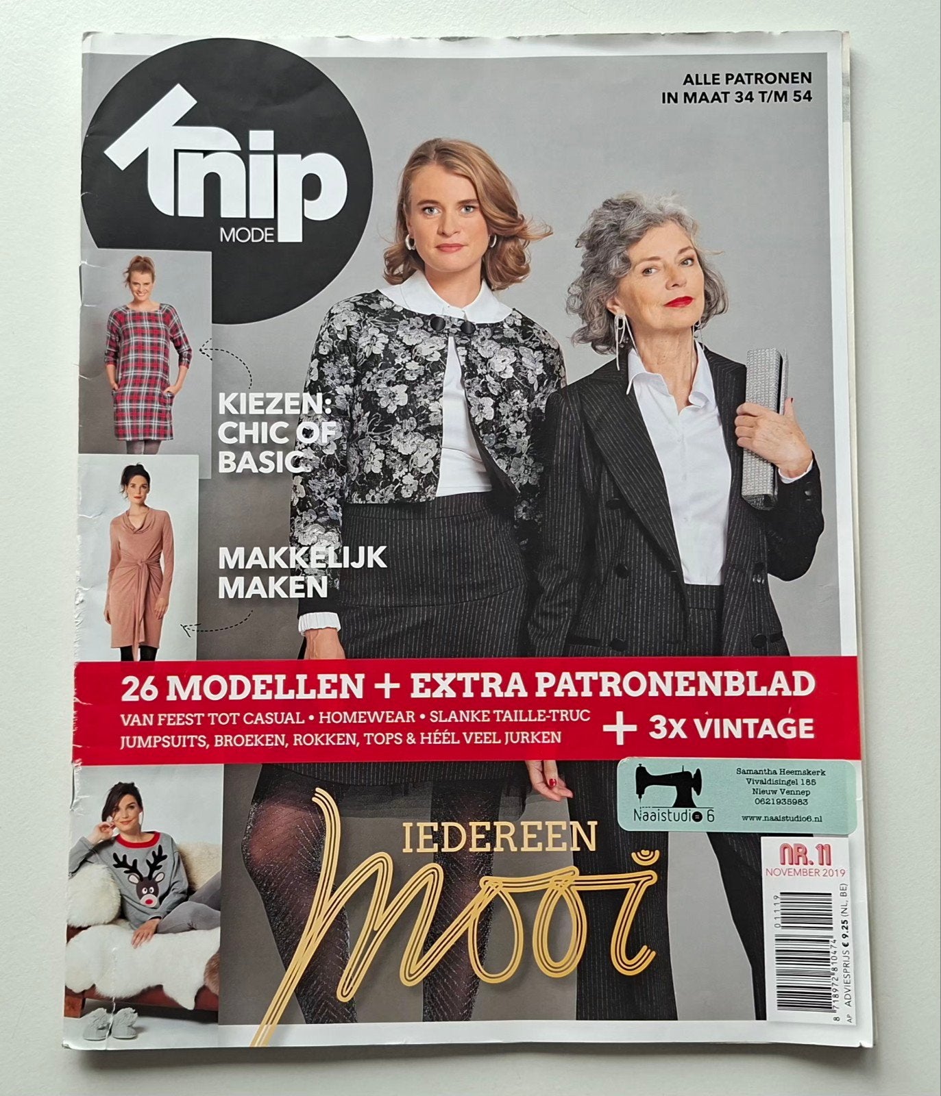 Knipmode nr. 11 november 2019., Hobby en Vrije tijd, Ophalen of Verzenden, Gebruikt, Vrouw, Knipmode