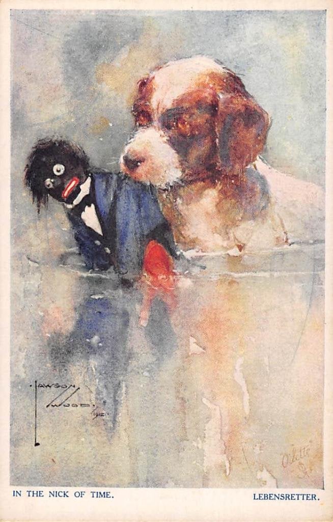 Fantasie Illustrator Lawson Wood In the nick of time Humor, Ophalen of Verzenden, Voor 1920, Ongelopen, Hond of Kat
