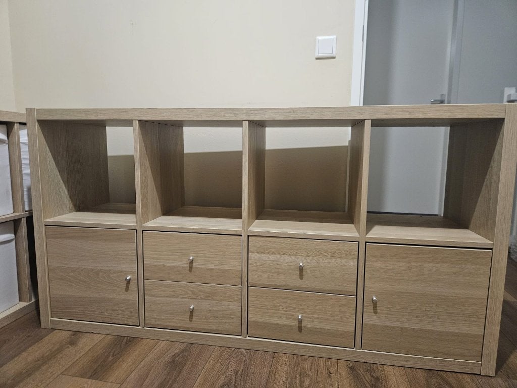 Kallax kast ikea 4 x 2, Ophalen, 100 tot 150 cm, 100 tot 150 cm, Eikenhout