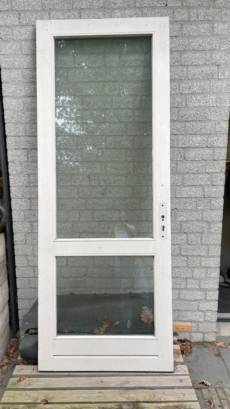 Lange Buitendeur 242x92 cm met dubbelglas inc hang sluitwerk, Doe-het-zelf en Verbouw, Deuren en Horren, Ophalen, Buitendeur, 200 tot 215 cm