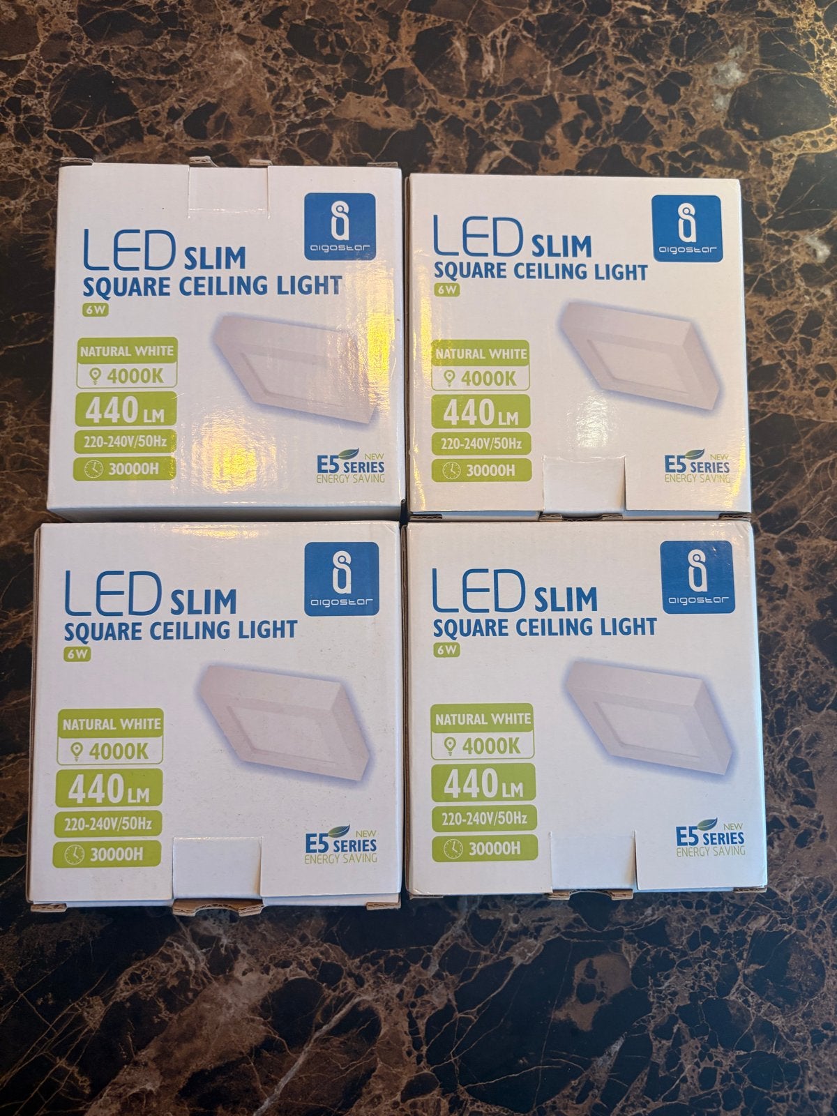 4x Aigostar LED Slim Vierkante Plafondlamp 6W 4000K 440LM, Kunststof, LED, Nieuw, Ophalen of Verzenden