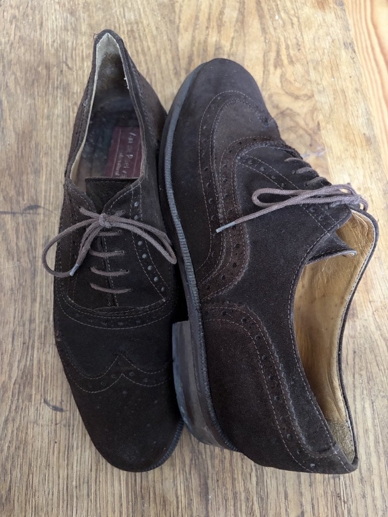 Vintage Van de Poel van Ruth suède schoenen Mt 43.5, Bruin, Ophalen of Verzenden, Van de Poel van Ruth, Gedragen