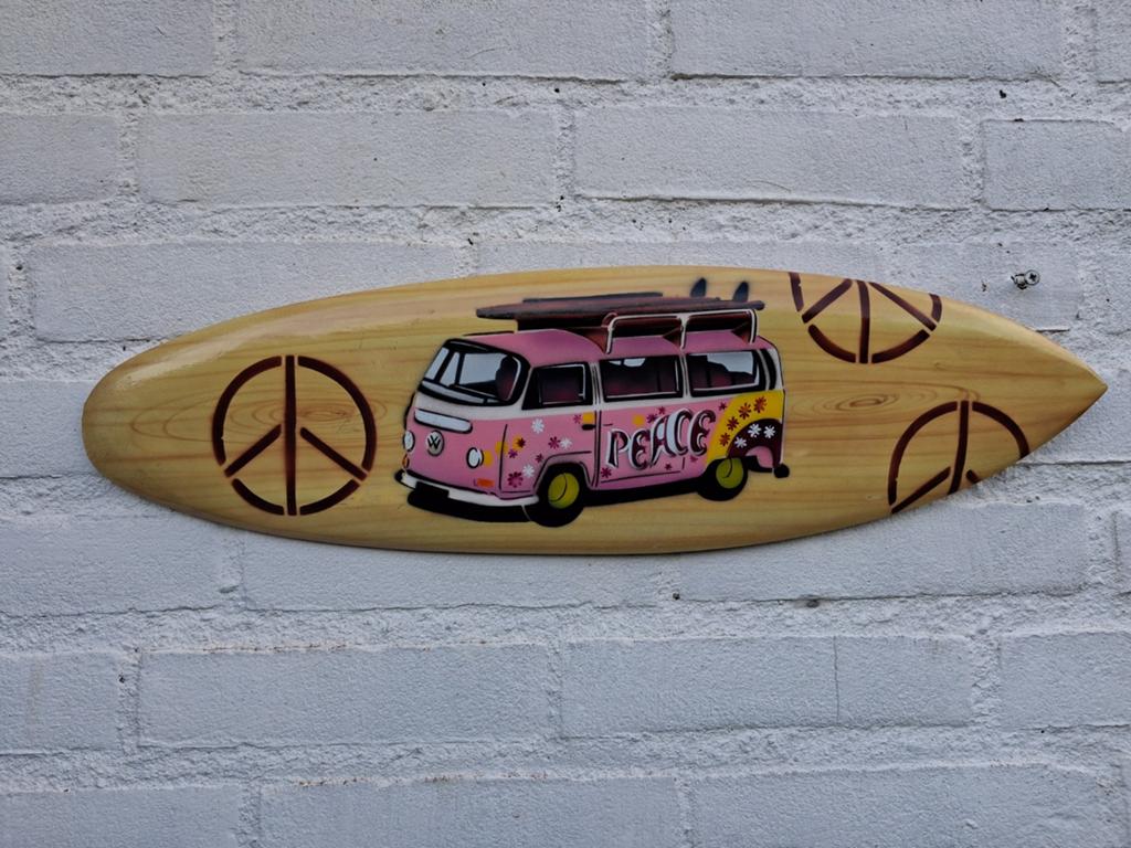 Surfboard peace vw busje, Verzenden