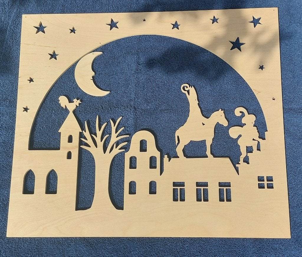 Atelier De Noest Silhouet Sinterklaas 58 cm, Wandhanger, 58 cm, Hout, Ophalen of Verzenden