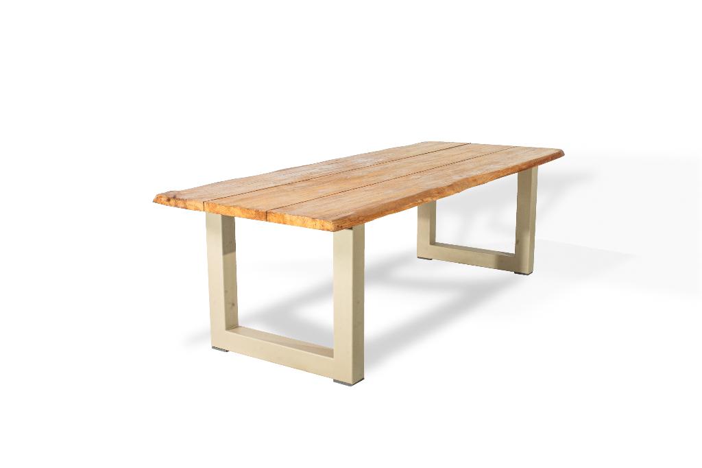 Tuintafel | teak boomschors | Matrix of U poot beige 260cm, Ophalen, Nieuw, Rechthoekig, Teakhout