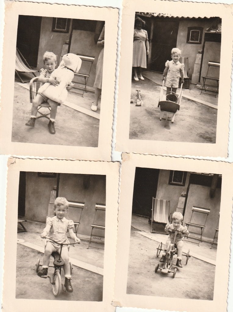 familie   fotos  -  10 op 7   - jongen  met   drie wieler, Verzamelen, Verzenden, Voor 1940, Zo goed als nieuw, Kind