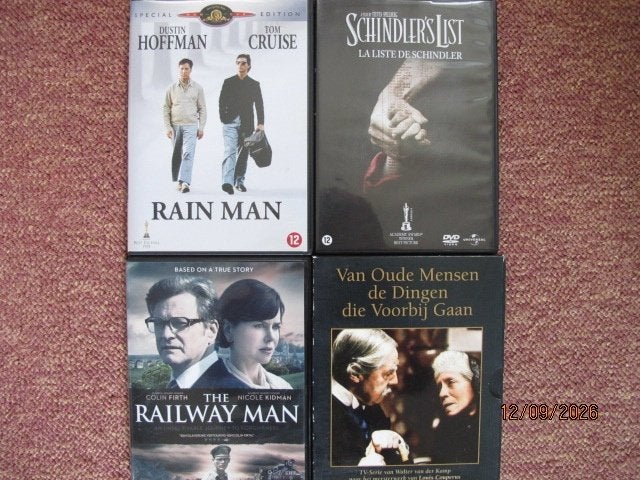19D1,5: rainMan-schindler'sList-railwayMan-oudeMensenVoorbij, Cd's en Dvd's, Engels, Vanaf 16 jaar, Nederlands, Overige genres