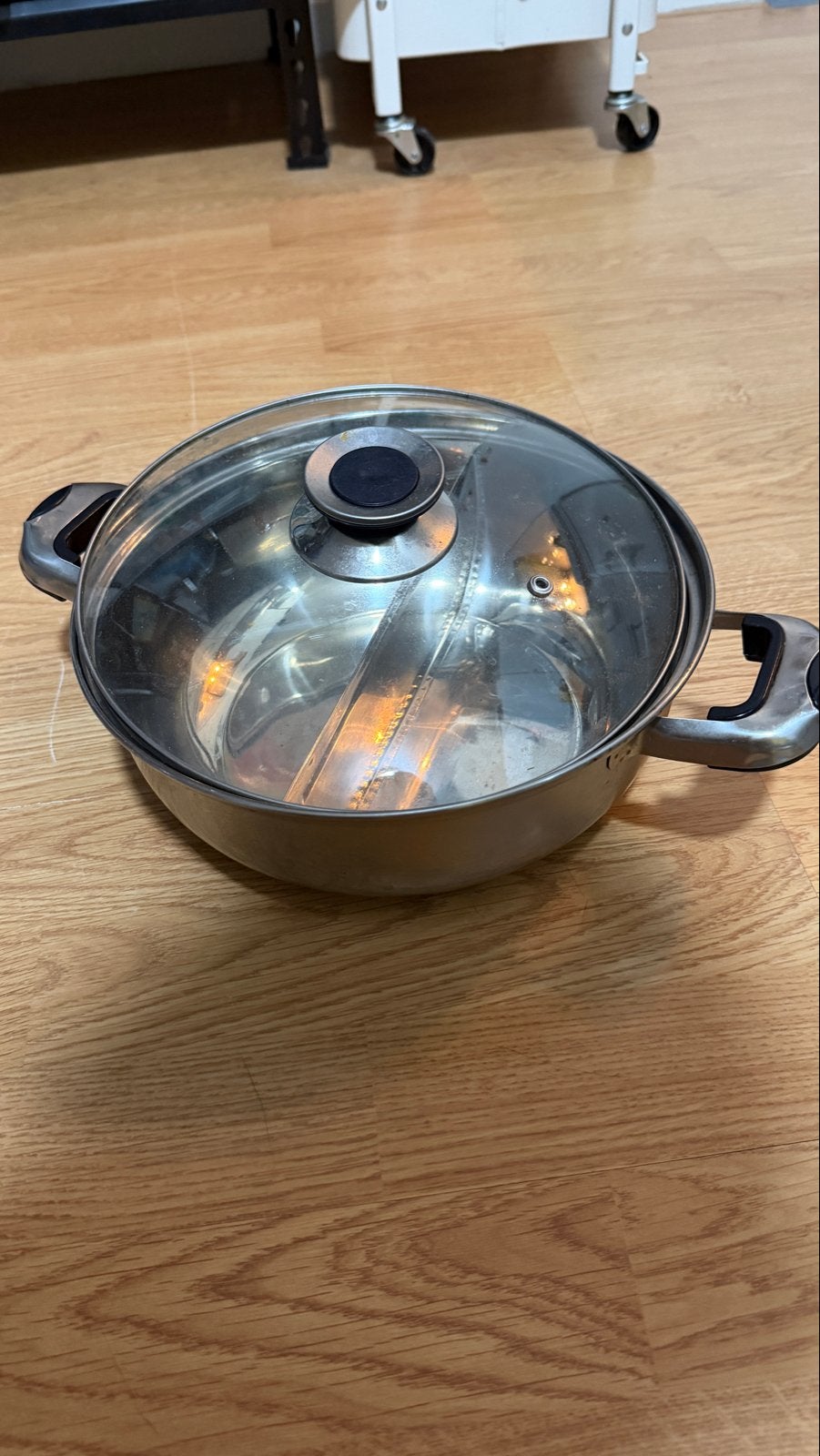 Roestvrijstalen Hotpot met glazen deksel, Gebruikt, Met deksel, Ophalen of Verzenden, Rvs