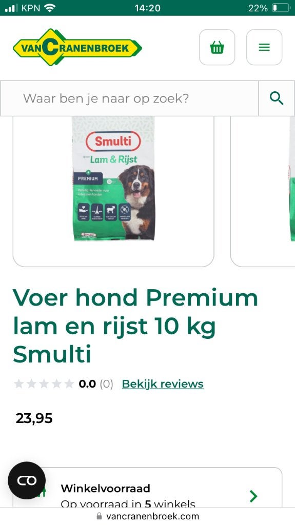 Smulti lam&rijst premium, Dieren en Toebehoren, Ophalen, Hond