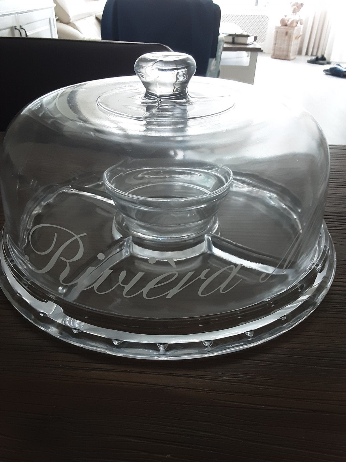 Riviera Maison glazen etagere, plateau met stolp, Ophalen, Nieuw, Riviera Maison, Glas