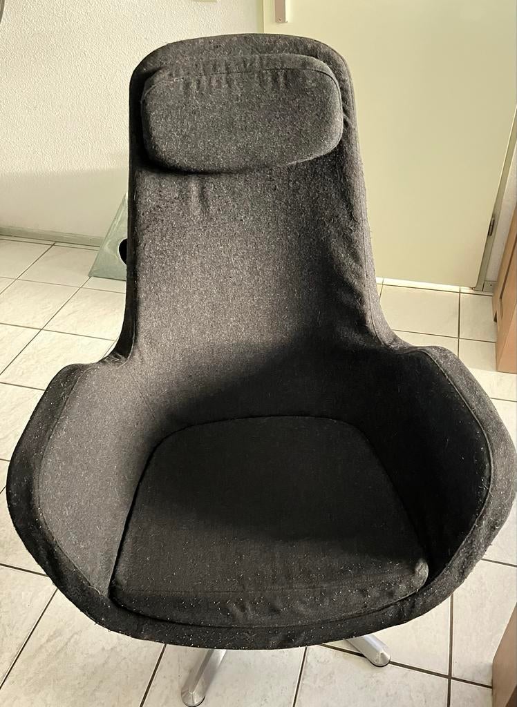 Grijze stoffen luie stoel, draaibaar en verstelbaar, Ophalen, Gebruikt, Minder dan 75 cm, 75 tot 100 cm
