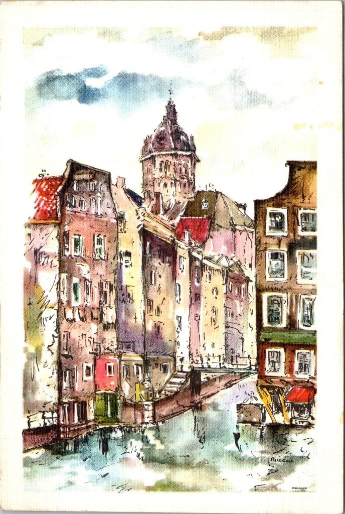 Amsterdam Oudezijds Kolk - 11 oude ansichtkaarten, Ophalen of Verzenden, 1920 tot 1940, Gelopen, Noord-Holland