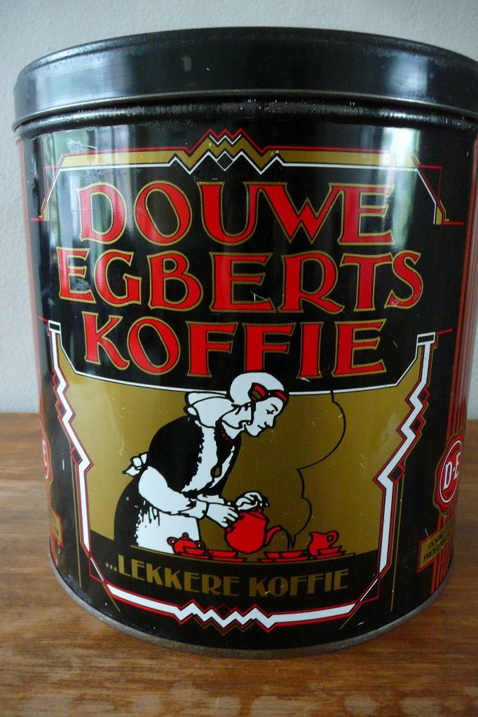 Groot rond blik van Douwe Egberts, Ophalen of Verzenden, Gebruikt, Koffie, Douwe Egberts