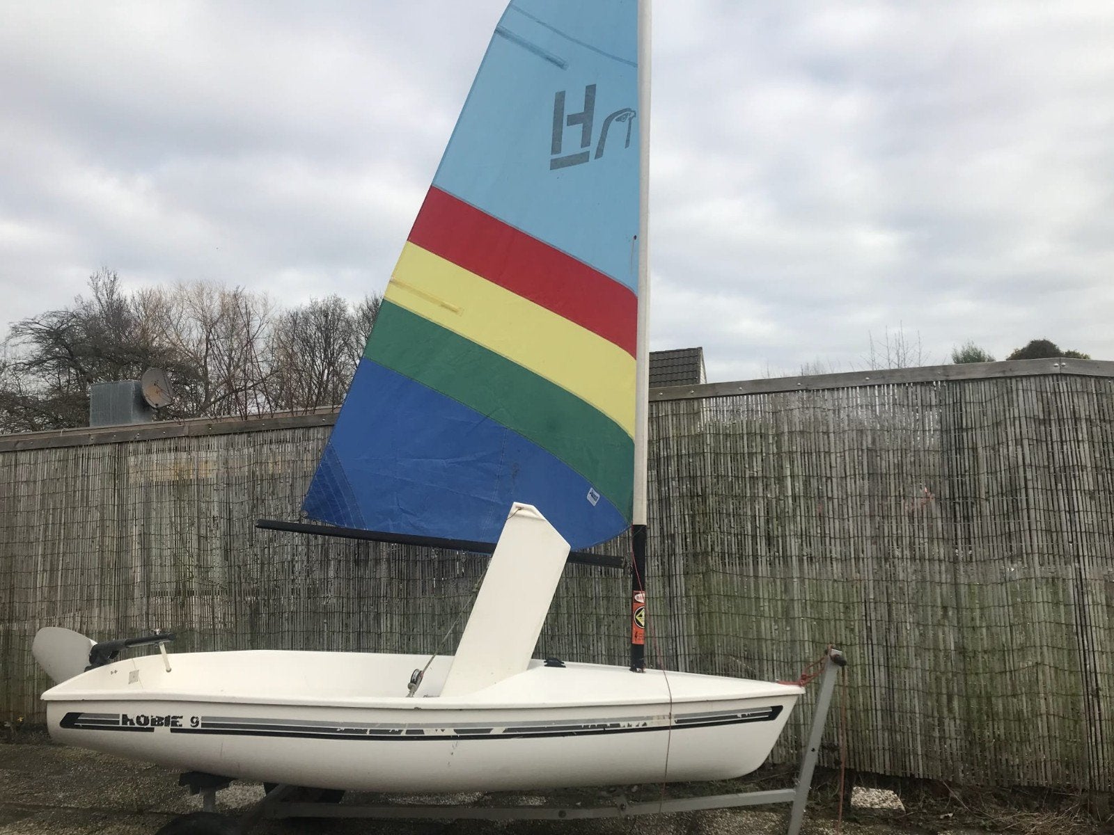Hobie 9 zeilbootje met trailer, Watersport en Boten, Ophalen, Gebruikt