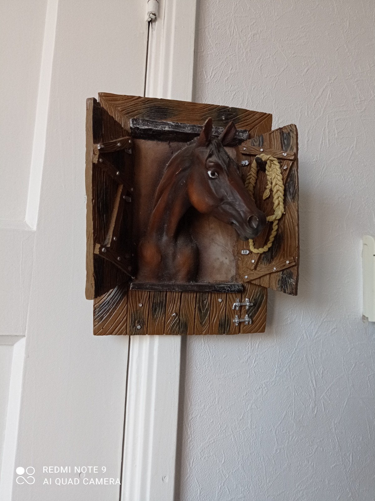 Vintage 3D Paardenhoofd Wanddecoratie - Sleutelrekje, Wandsculptuur, Gebruikt, Vintage, Ophalen of Verzenden