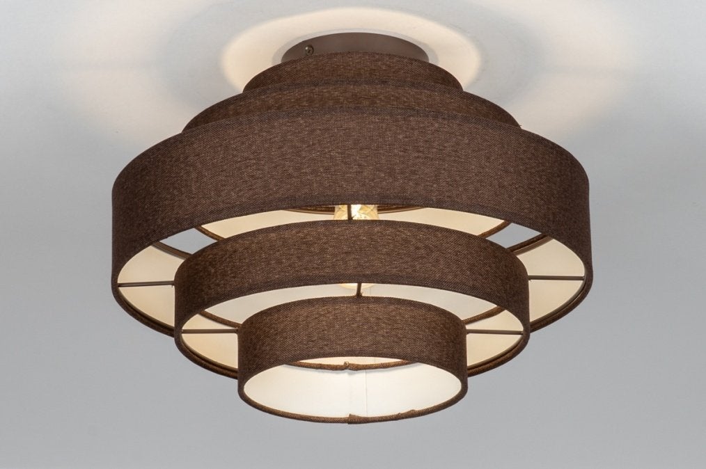 plafondlamp 40 cm linnen choco bruin tafel eettafel bed lamp, Ophalen of Verzenden, Nieuw