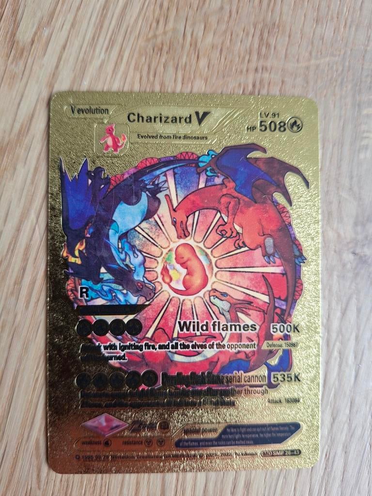 Gouden Charizard V Pokemon Kaart - Vevolution, Hobby en Vrije tijd, Verzamelkaartspellen | Pokémon, Ophalen of Verzenden, Zo goed als nieuw