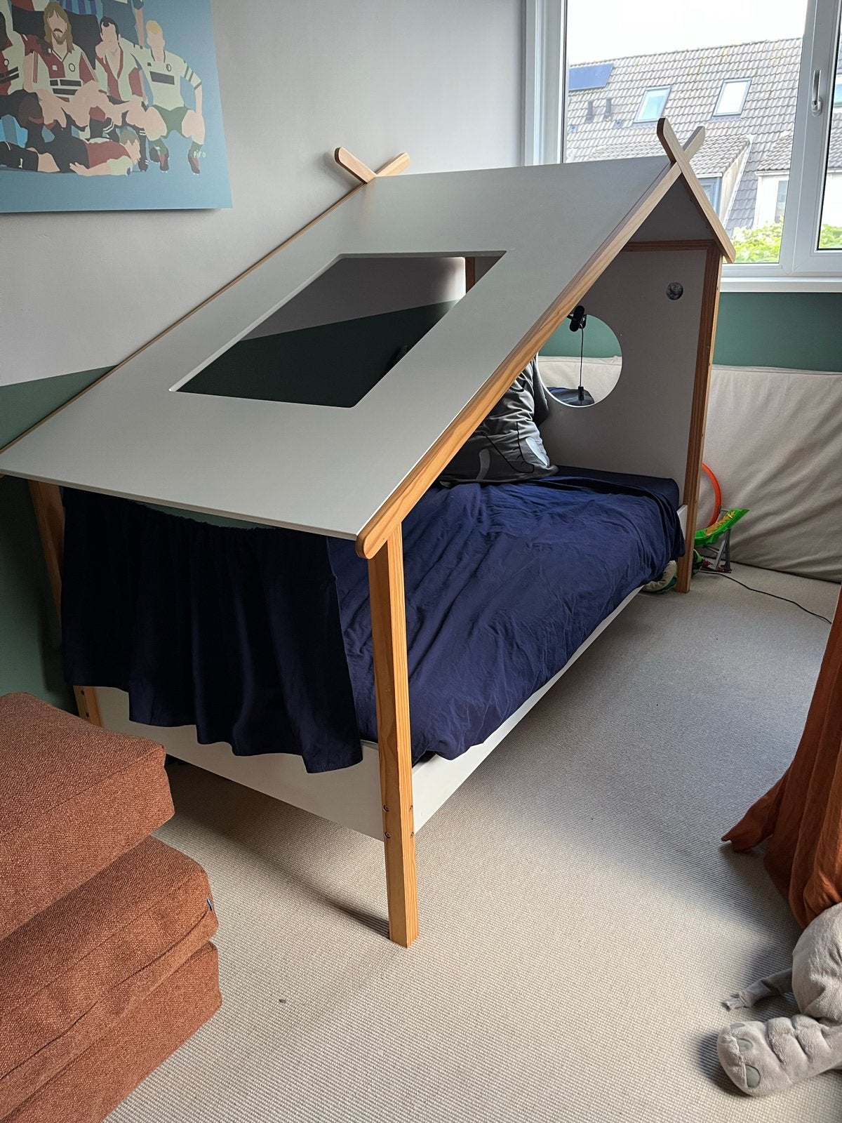 Leuk kinderbed huisje excl matras, Ophalen, 85 tot 100 cm, Gebruikt, Matras