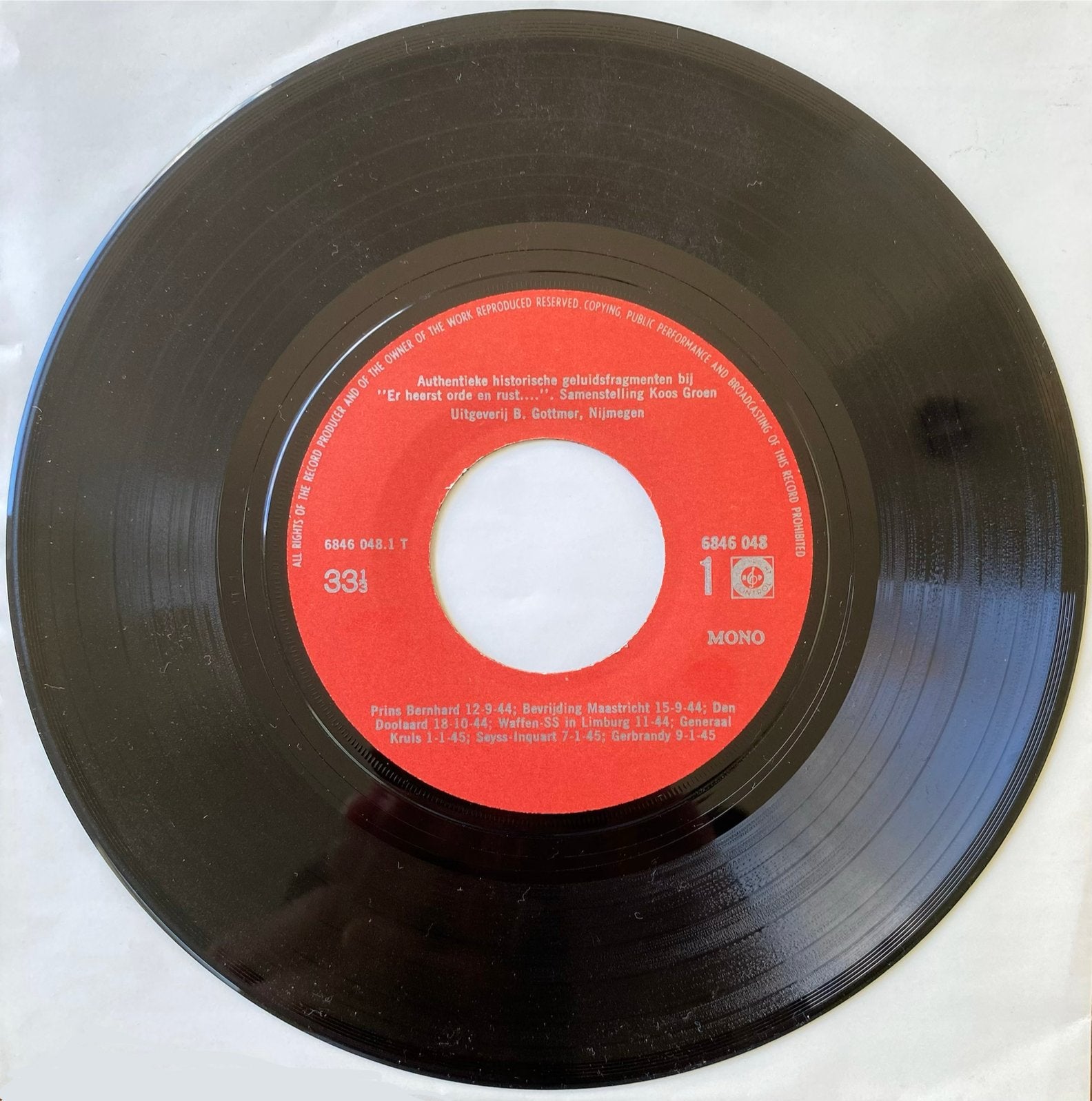 Vinyl EP plaat Geluidsfragmenten 1944 1945 wo2, Ophalen of Verzenden, Nederland