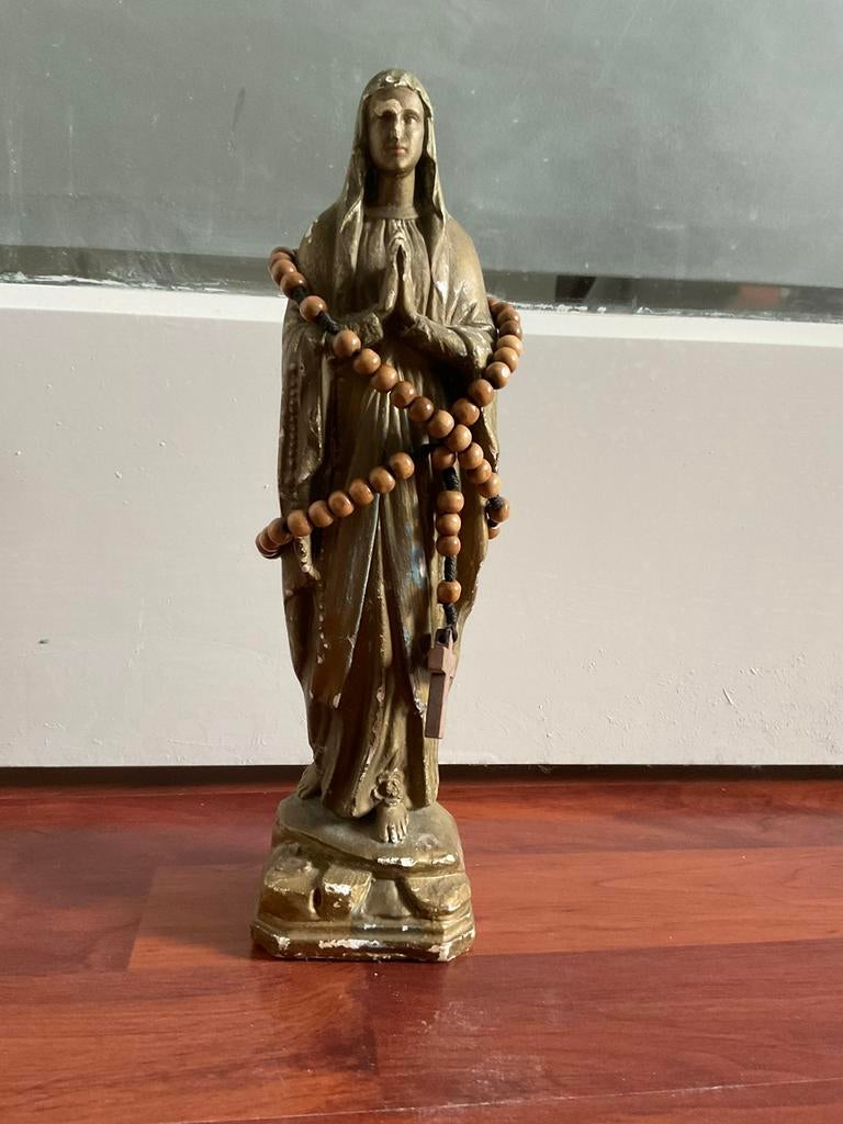 Antiek Mariabeeld M.Cassaing Lourdes 28 cm, Ophalen of Verzenden